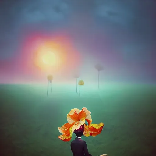 Image similar to closeup, giant rose flower head, frontal, girl in a suit, surreal photography, sunrise, dramatic light, impressionist painting, digital painting, artstation, simon stalenhag