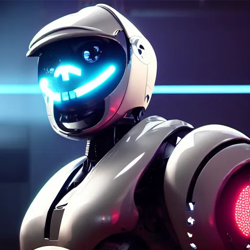 Prompt: thug robot, led screens, expression, unreal engine, dramatic cinematic lighting rendered by octane, 8 k, detailed