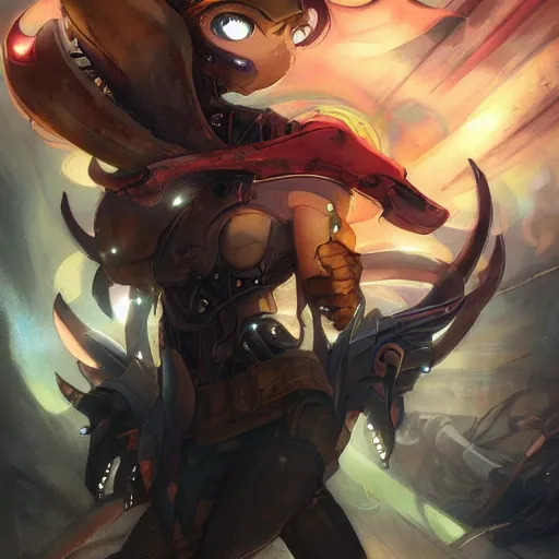 Prompt: An anime portrait of a scorpion, by Stanley Artgerm Lau, WLOP, Rossdraws, James Jean, Andrei Riabovitchev, Marc Simonetti, and Sakimichan, with a blend of manga-style art, augmented with vibrant composition and color, all filtered through a cybernetic lens, studio lighting, lit by flashing pixel light, cinematic lightning, medium shot, mid-shot, highly detailed, trending on artstation, Unreal Engine 4k, cinematic wallpaper