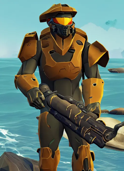 Image similar to master chief in sea of thieves style