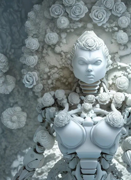 Prompt: biomechanical white yoga room made of corals, daisies, roses, well contoured smooth fair walls with marble statue, up close shot, sharp focus, global illumination, radiant light, alexandre ferra white mecha, irakli nadar, octane highly render, 4 k, ultra hd,