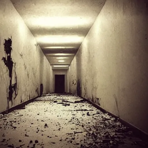 Image similar to eerie shadow hidden in plain sight, abandoned hospital, creepy, scary