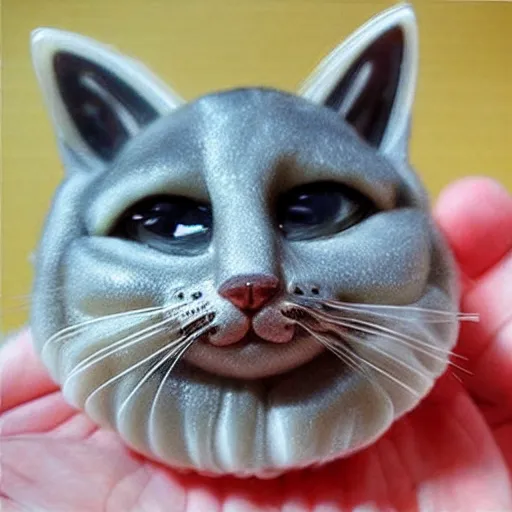 Prompt: detailed realistic cat made of gelatin, jello, transparent jello cat