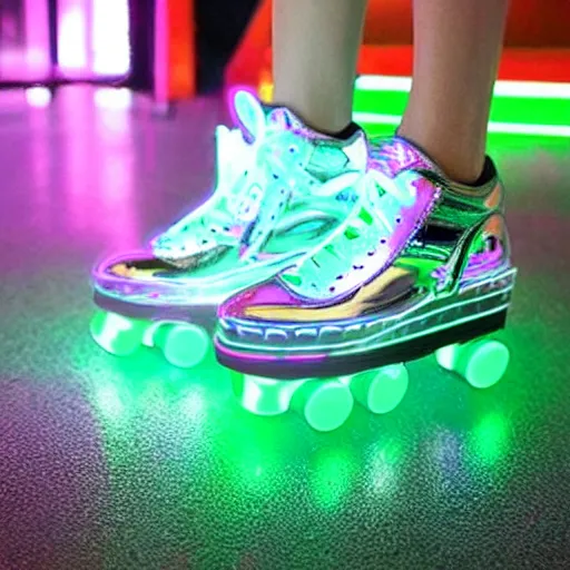 Prompt: neon lite roller - skates, ultra realistic,