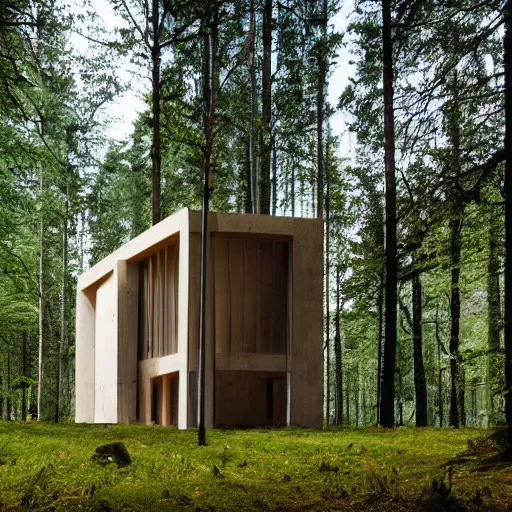 Image similar to a building in the middle of a forest, architecture