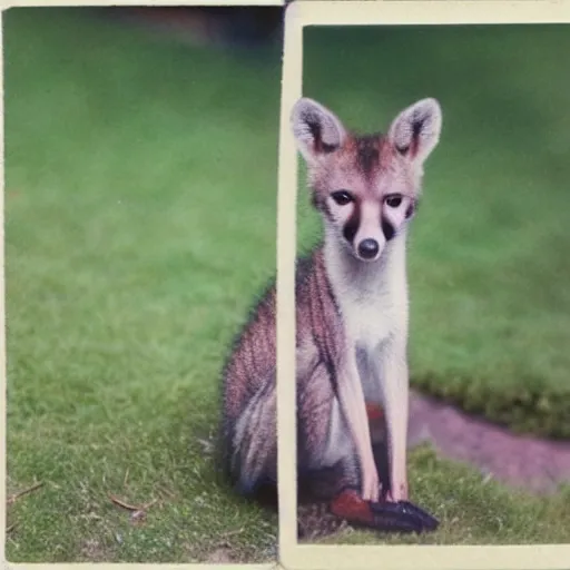 Image similar to real picture of baby thylacine taken with Polaroid