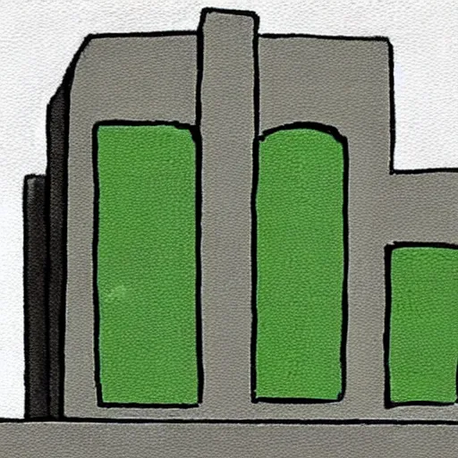 Prompt: a real concrete building with anthropomorphic qualities. a painting of sceptile by ricardo bofill. one building that reminds me of a green lizard with a red mouth. clearly a building. poorly drawn, bad, low quality, ugly, not very aesthetic at all in fact