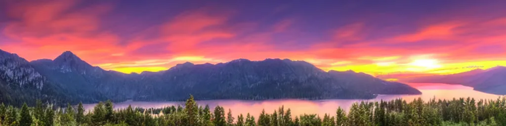 Image similar to sunset lake over the mountains