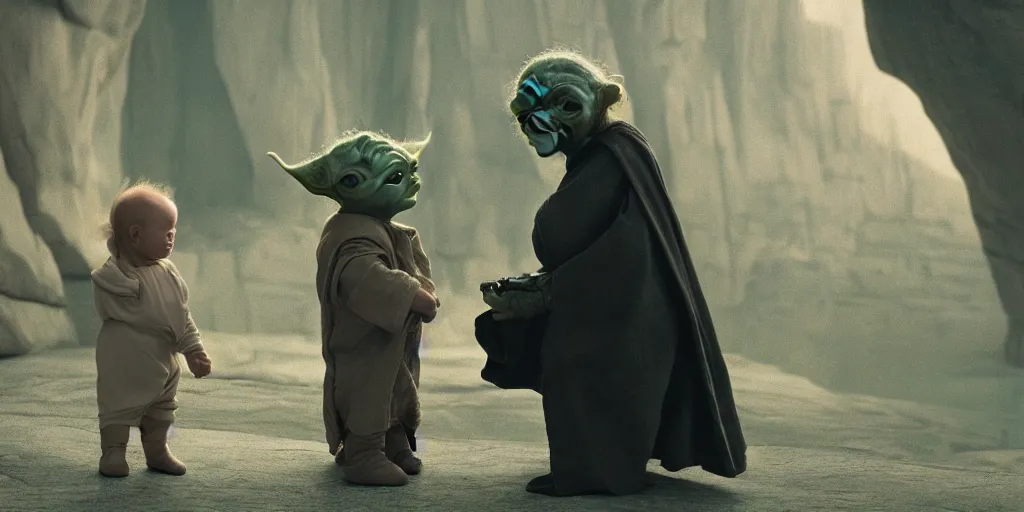 Luke Skywalker Teaches Baby Yoda At Jedi Temple Scene | Stable Diffusion