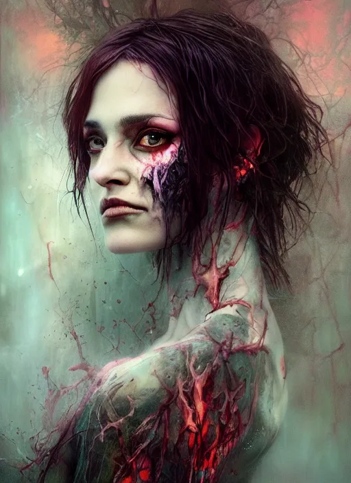 Prompt: winona ryder painting, highly detailed, demonic eyes, cinematic, 8 k, by stanley artgerm, tom bagshaw, greg rutkowski, carne griffiths, ayami kojima, beksinski, trending on deviantart, hyper - detailed, horror, full of color,