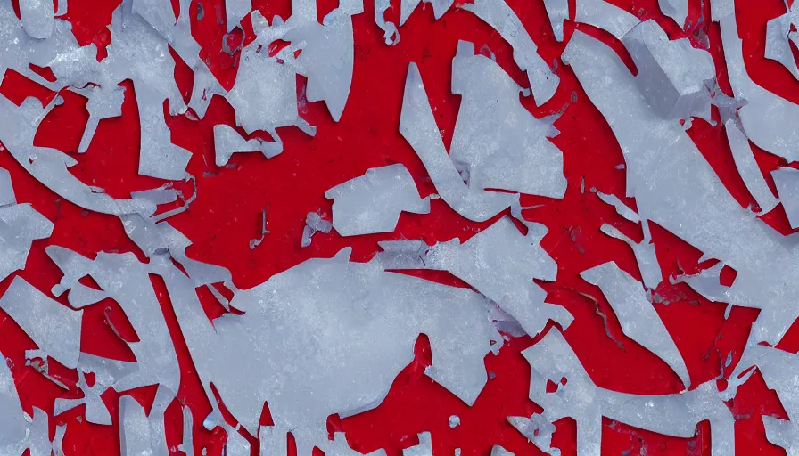 Image similar to abstract intricate 3 d fidenza red white ice style graffiti, seamless