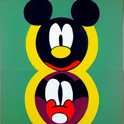 Image similar to mickey mouse by kazimir malevitch symmetrical geometrical oil on board