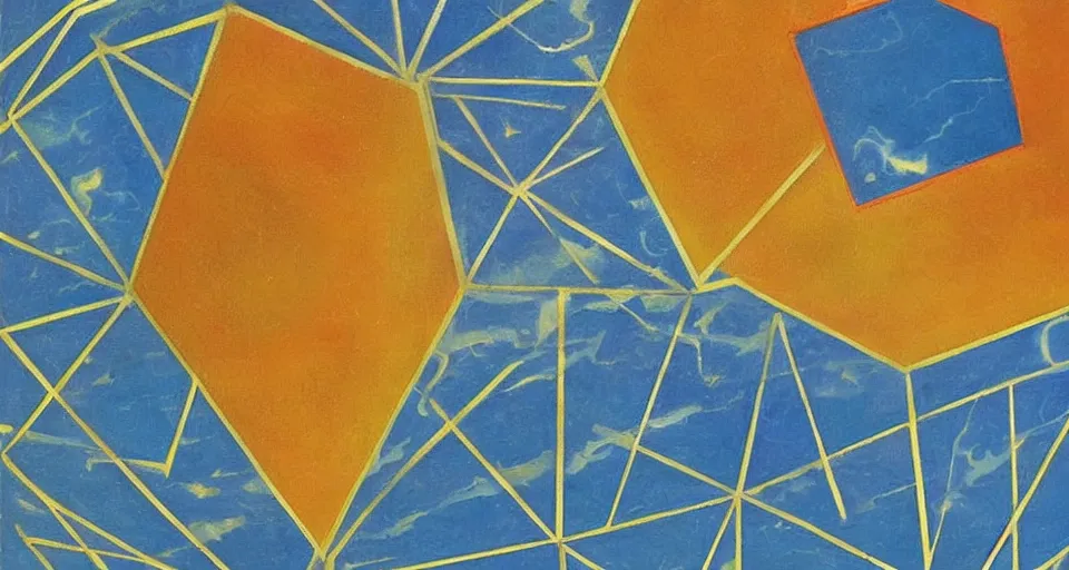 Image similar to hexagonal shield in space, blocking the sun, earth in the foreground, art deco painting