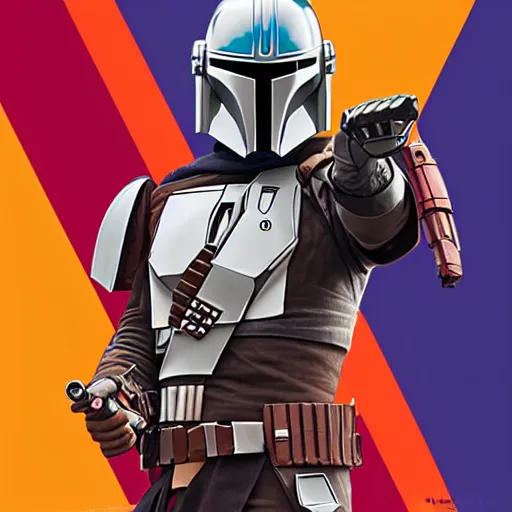 Image similar to the mandalorian wearing a pride flag cape by ilya kuvshinov katsuhiro otomo