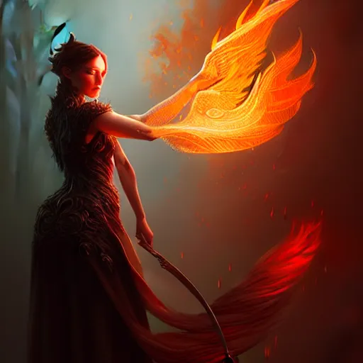 Image similar to Magician, female, fantasy, flames, frost, dramatic, intricate, elegant, highly detailed, digital painting, artstation, concept art, smooth, sharp focus, illustration, octane render, art by Leesha Hannigan, Ross Tran, Thierry Doizon, Kai Carpenter, Ignacio Fernández Ríos