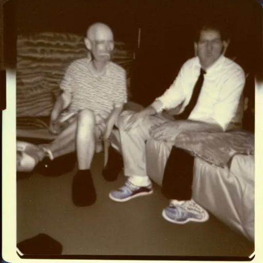 Image similar to found polaroid photo of trash humpers in las vegas