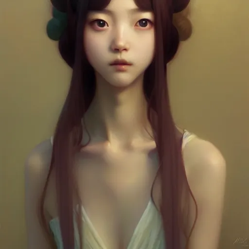 Image similar to a u detail beautiful painting of anime girl, hsiao ron cheng, ngai victo, nivanh chanthara jean delville wlop and dougherty patrick, trending on artstation, soft light