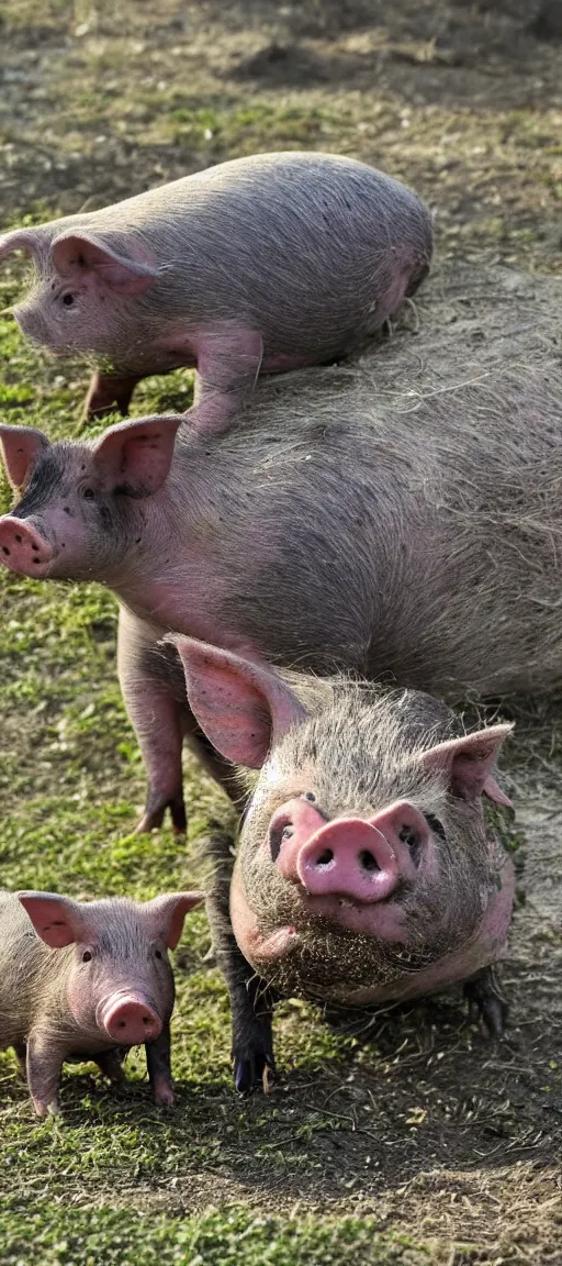 Prompt: photo of a pig and a toad himmera