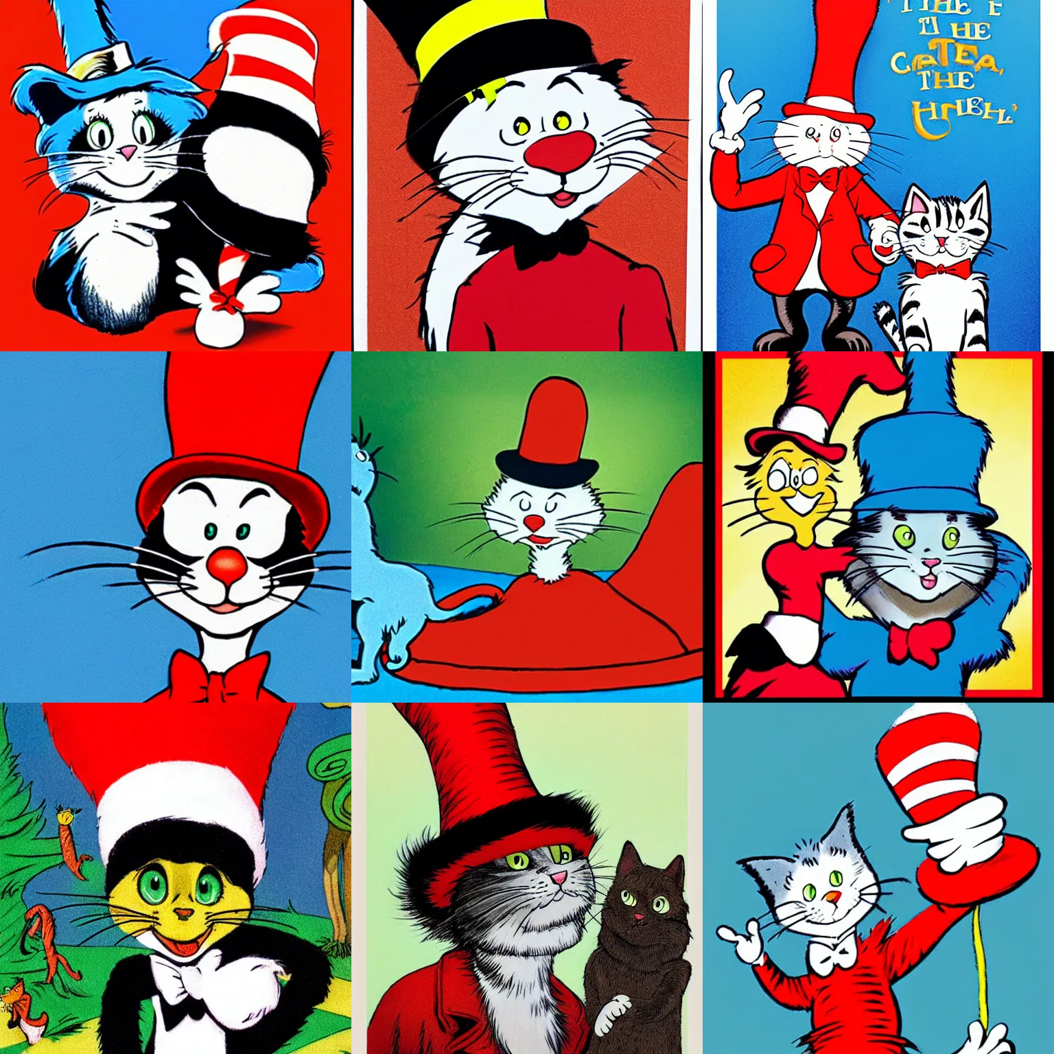 Prompt: the cat in the hat by dr. seuss