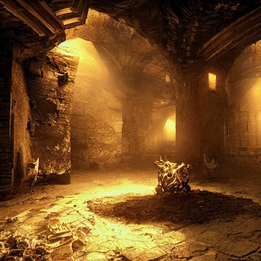 Image similar to demonic underground dungeon, atmospheric lighting, high quality, sharp focus, intricate, digital art, artstation, 4k