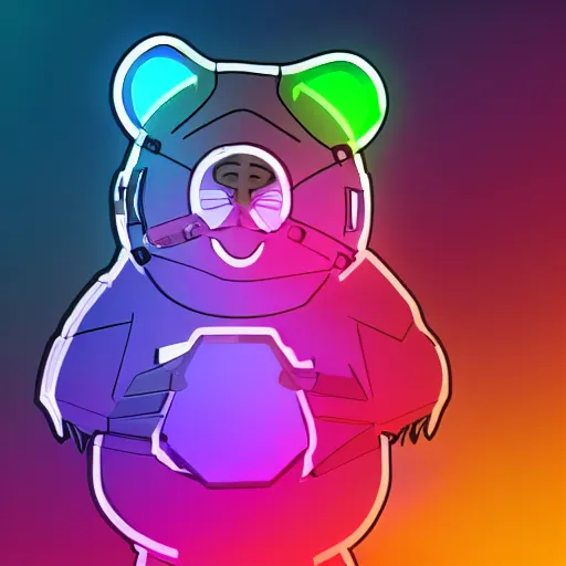 Image similar to cyberpunk hamster! holding rainbow! gem! crystal, neon lights, light reflection, logo, 8 k, hd