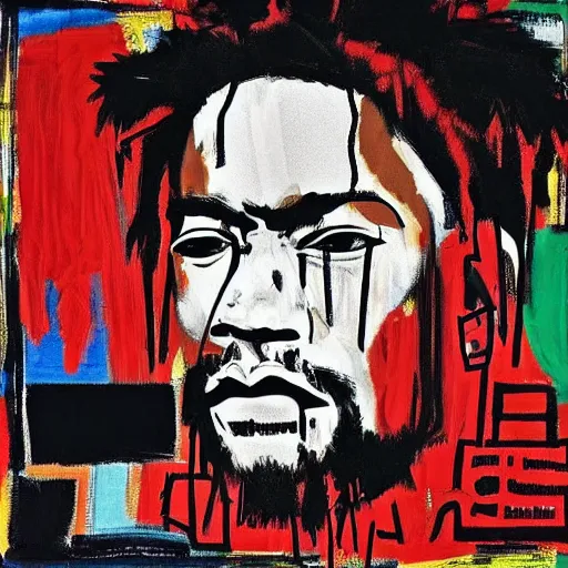 Image similar to roman reigns album cover basquiat style