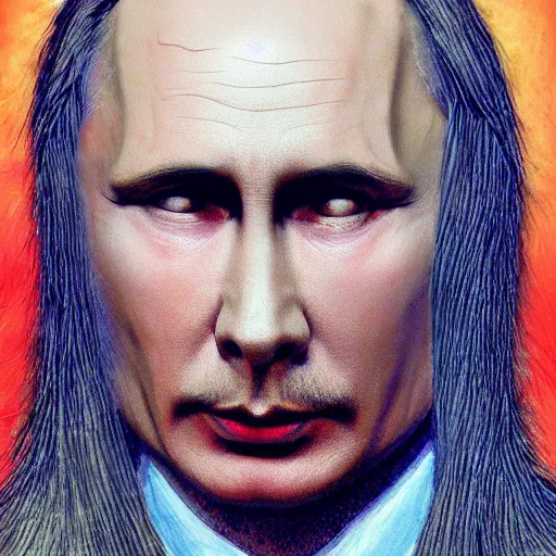 Prompt: vlad putin photo - realistic, color image, hyper realistic, 2 k, highly detailed, occult art, by giger, fractal structure