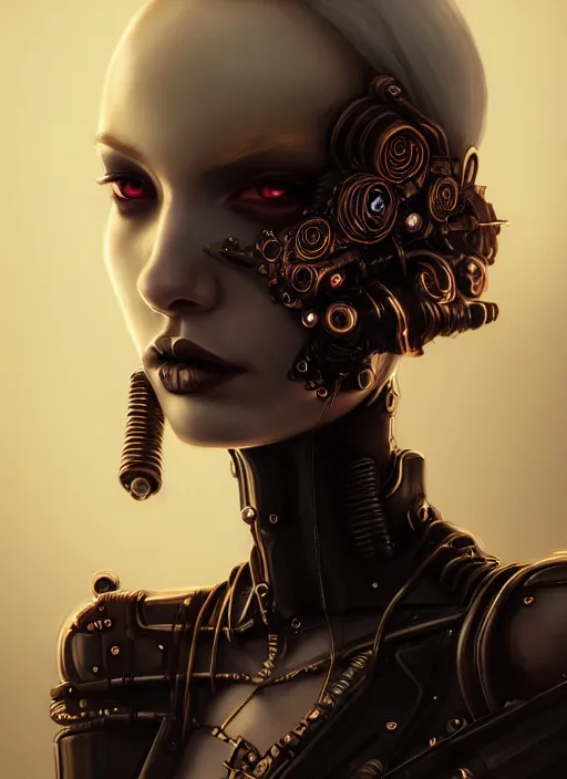 Image similar to soft lustrous seductive ivory ebony dark gutter punk gothic cyborg, golden ratio, flowerpunk, details, scifi, fantasy, cyberpunk, intricate, decadent, highly detailed, digital painting, octane render, artstation, concept art, smooth, sharp focus, illustration, art by artgerm, loish, wlop