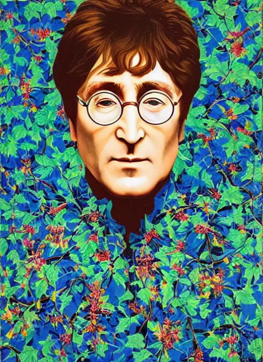 Prompt: painting of John Lennon by Kehinde Wiley