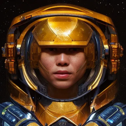 Prompt: Intricate five star Space Warrior portrait by Tooth Wu and Greg Rutkowski, Octane Render, HDR, high detail, Photo realistic, Digital art, hyperrealism,matte finish, high contrast, 3d depth, masterpiece, vivid and vibrant colors, enhanced light effect, enhanced eye detail,artstationhd