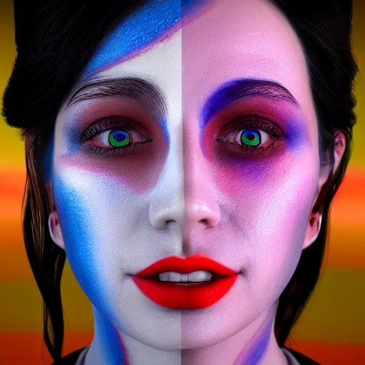 Image similar to 3d unreal engine, 4k 3d render of face painted by Kandinsky, smooth gradients