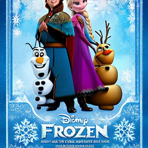 Image similar to A poster for the movie Frozen but with rabbits on the cover