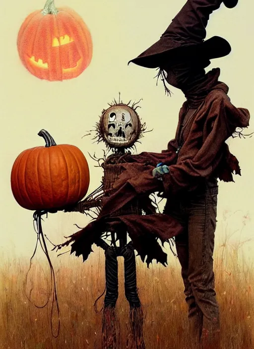 Image similar to halloween scarecrow by chiara bautista and beksinski and norman rockwell and greg rutkowski weta studio, and lucasfilm