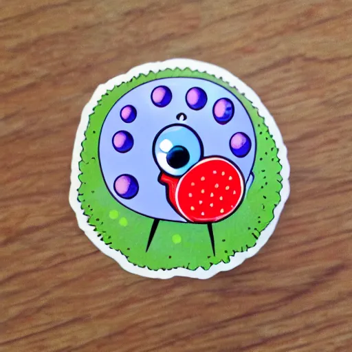 Prompt: cute fly agaric with eyes sticker