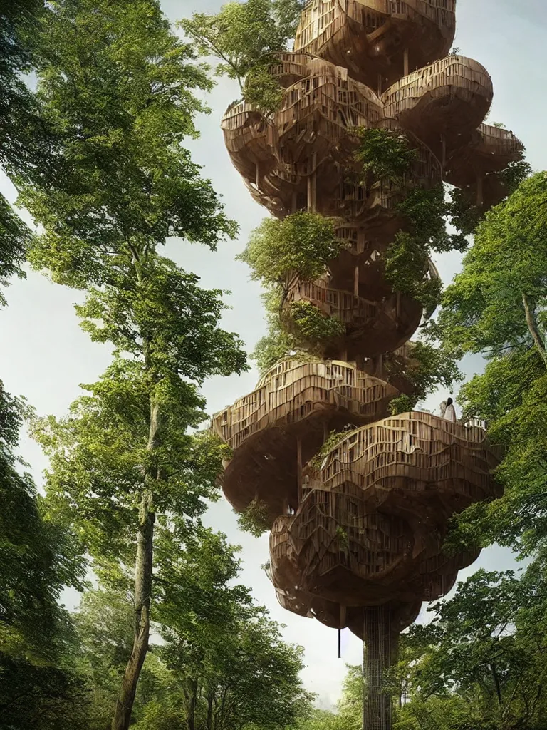 Image similar to stunning treehouse by gregory crewdson, victor enrich, mc escher thomas heatherwick dan hillier