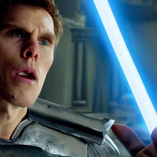 Prompt: Live Action Still of Jerma in Revenge of the Sith, real life, hyperrealistic, ultra realistic, realistic, highly detailed, epic, HD quality, 8k resolution, body and headshot, film still