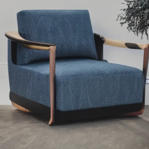 Prompt: product photo of a crescent moon armchair