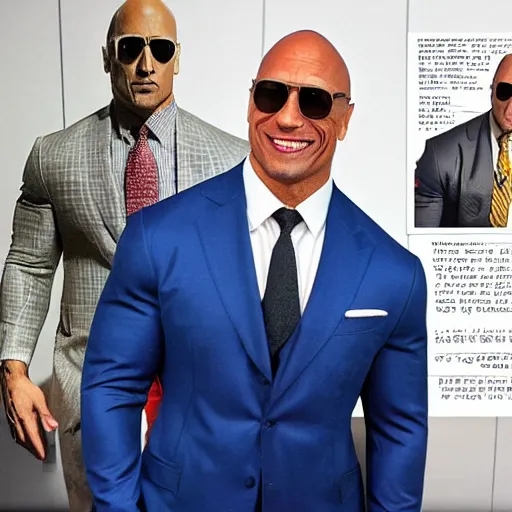 Prompt: Dwayne Johnson cosplaying as Saul Goodman