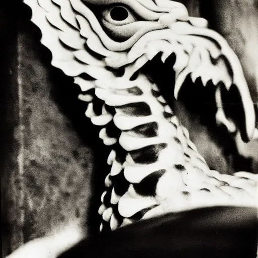 Image similar to black and white photograph the dragon portrait dramatic lighting by Walker Evans