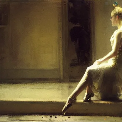 Prompt: the lone ballerina, by jeremy mann, anders zorn.