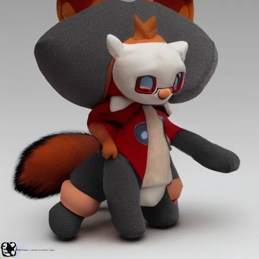 Image similar to cute fumo plush of a foxgirl tailor, three point lighting, dramatic, anime, vray