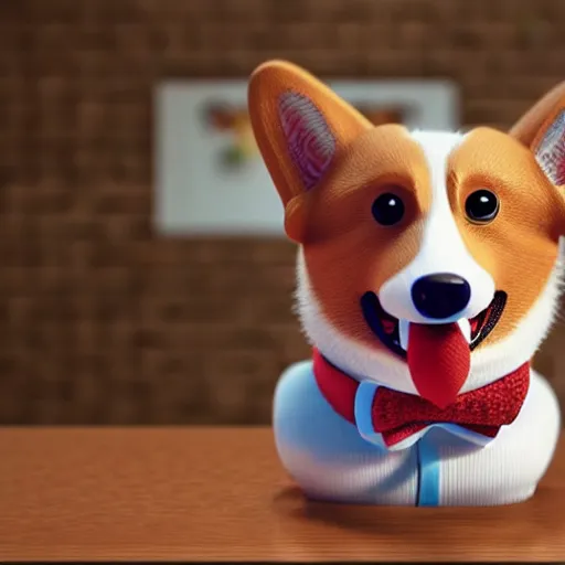 Prompt: A cute corgi wearing a suite with a bow tie, listening to Jazz in the background, illustration, highly detailed, 4k