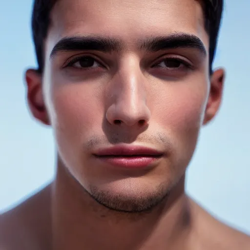 Prompt: beautiful male angel, Latino, asymmetrical face, ethereal volumetric light, sharp focus
