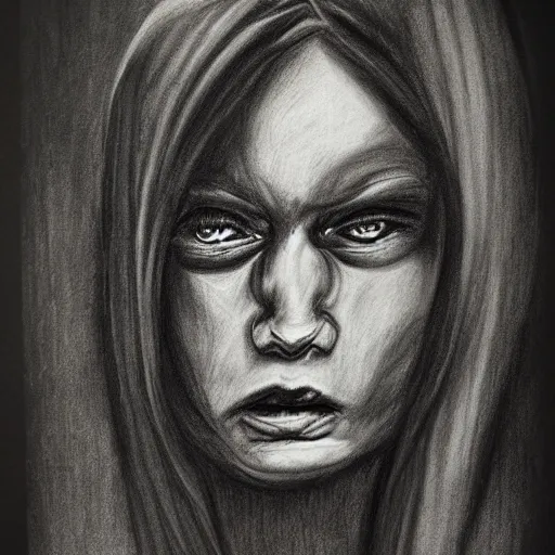 Prompt: The Devil, charcoal portrait