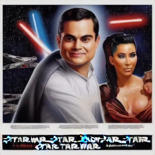 Image similar to super detailed star wars movie poster with ben shapiro, snooki and kim kardashian, 8k full HD photo, cinematic lighting, anatomically correct, oscar award winning, action filled, correct eye placement,