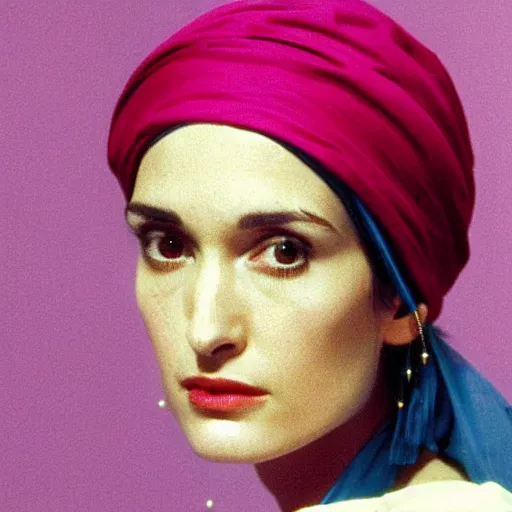 Prompt: winona ryder, girl with pearl earring