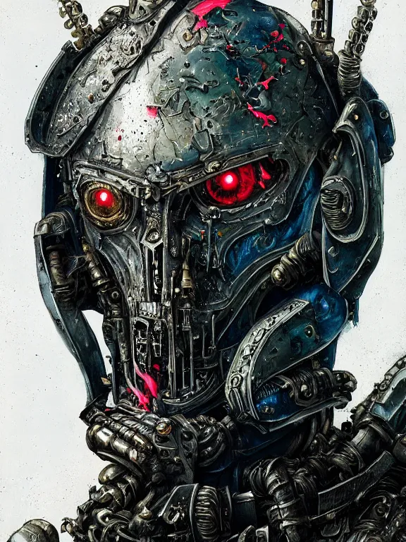 Prompt: art portrait of an undead space marine, intricate detailed armour ,8k,by tristan eaton,Stanley Artgermm,Tom Bagshaw,Greg Rutkowski,Carne Griffiths, Ayami Kojima, Beksinski, Giger,trending on DeviantArt,face enhance,hyper detailed,minimalist,cybernetic, android, blade runner,full of colour,