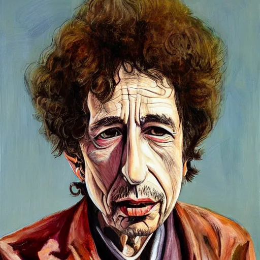 Image similar to portrait of bob dylan, painting by paula rego, high detail, high resolution