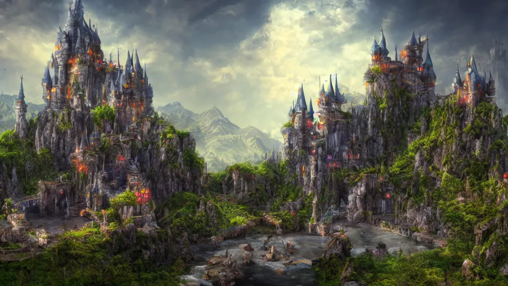 Image similar to fantasy castle, fantasy artwork, very very very beautiful scenery, hd, hdr, ue5, ue6, unreal engine 5, cinematic 4k wallpaper, 8k, ultra detailed, high resolution, artstation, award winning