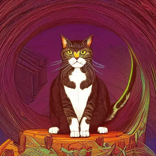 Prompt: artwork by kilian eng, john william waterhouse, awesome cat, 4 k